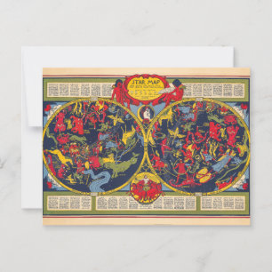 Vintage Star Map Constellations Celestis Chart Postkarte