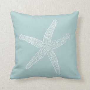 Vintage Starfish Illustration Pastellblauen Kissen