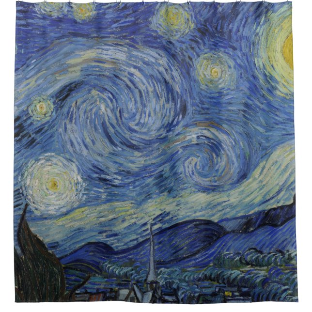 Vintage Starry Nacht Van Gogh Duschvorhang (Vorderseite)