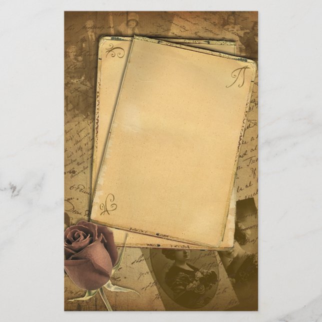 Vintage Stationierung alter Rose Briefpapier (Vorderseite)