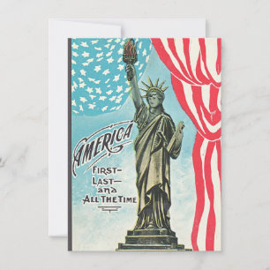 Vintage-Statue der Freiheit Amerika zuerst