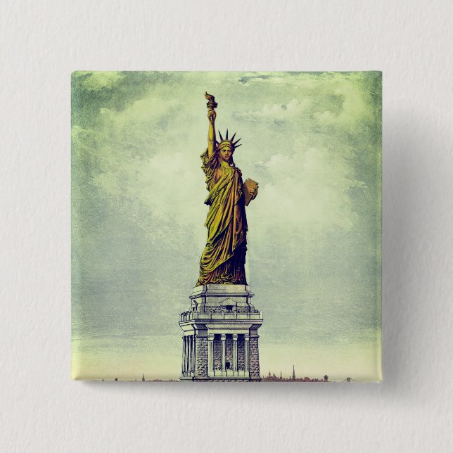 Vintage-Statue der Freiheit Button (Vorderseite)
