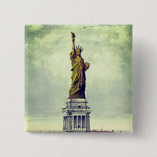 Vintage-Statue der Freiheit Button