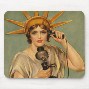 Vintage-Statue der Freiheit, patriotischer Werbepl Mousepad