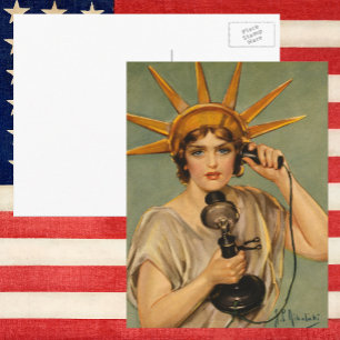 Vintage-Statue der Freiheit, patriotischer Werbepl Postkarte