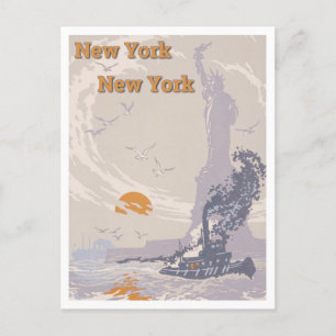 Vintage-Statue-der-Freiheit-Reise-New-York Postkarte