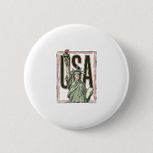 Vintage Statue of Liberty Bubblegum Grafik T-Shirt Button
