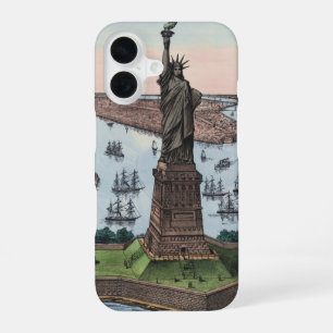 Vintage-Statue of Liberty NYC-Hafen-Kunst 1885 iPhone 16 Hülle