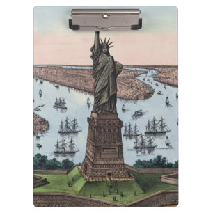Vintage Statue of Liberty NYC Hafen Kunst 1885 Klemmbrett
