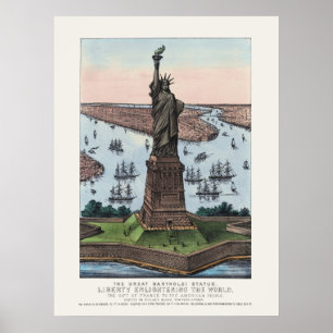 Vintage-Statue of Liberty-NYC-Hafen-Kunst 1885 Poster
