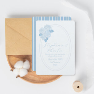 Vintage Staubblaue Rosen Hochzeit - Termin vormerk Einladung