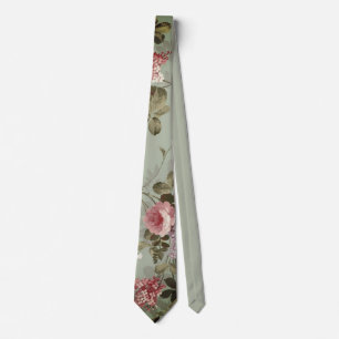 Vintage staubiges olivgrünes florales Design seidi Krawatte