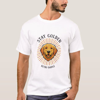 Vintage Stay Golden Yellow Sunburst Hunde Liebhabe T-Shirt