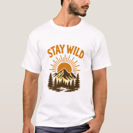 Vintage-Stay-Wild-Berg-Sonnenuntergang-T-Shirt T-Shirt