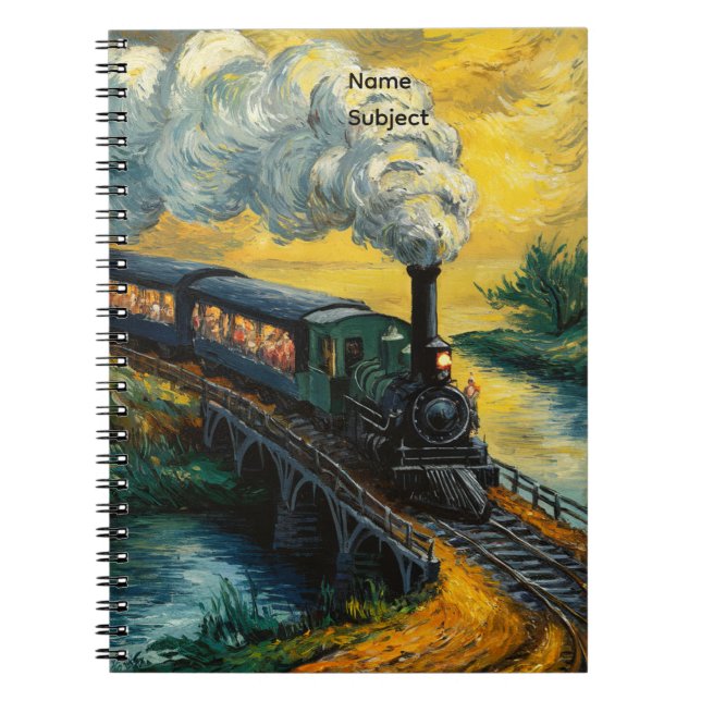 Vintage Steam Engine Train Painting Notizblock (Vorderseite)