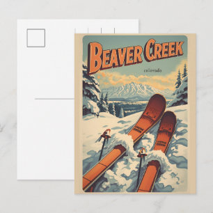 Vintage Steamboat Springs Colorado Skier Geschenke Feiertagspostkarte
