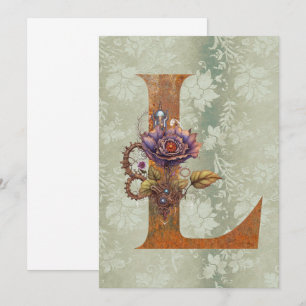 Vintage-Steampunk-Blumen-Initiale L Notizkarten Mitteilungskarte
