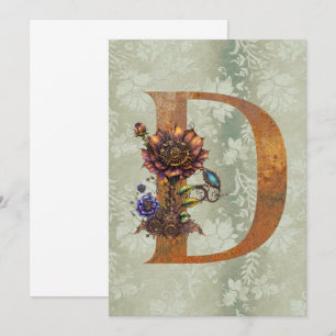 Vintage-Steampunk-Blumen-Initialen M Notizkarten Mitteilungskarte