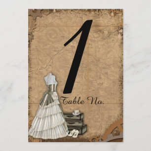 Vintage Steampunk Braut Hochzeit Tisch Nummer Einladung