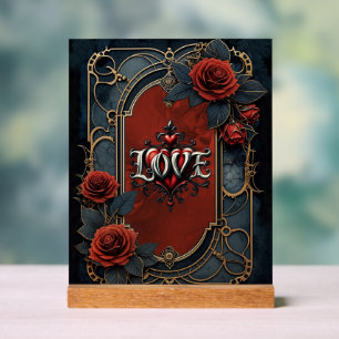 Vintage-Steampunk-Eleganz Uhrwerk Rosen der Liebe Acrylschild