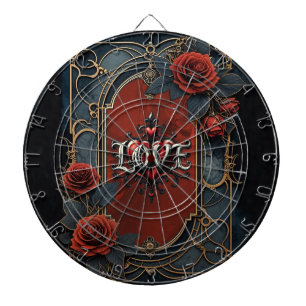 Vintage-Steampunk-Eleganz Uhrwerk Rosen der Liebe Dartscheibe