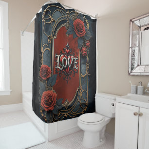 Vintage-Steampunk-Eleganz Uhrwerk Rosen der Liebe Duschvorhang