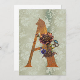 Vintage Steampunk-Floral Letter A-Mitteilungskarte Mitteilungskarte