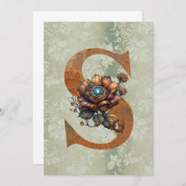 Vintage Steampunk Floral Letter S-Mitteilungskarte Mitteilungskarte