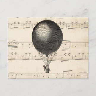 Vintage Steampunk-Heißluftballon Postkarte