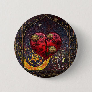 Vintage Steampunk Herz-Tapete Button