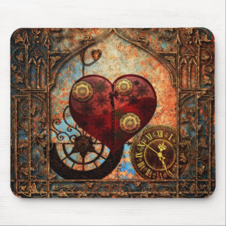 Vintage Steampunk Herz-Tapete Mousepad