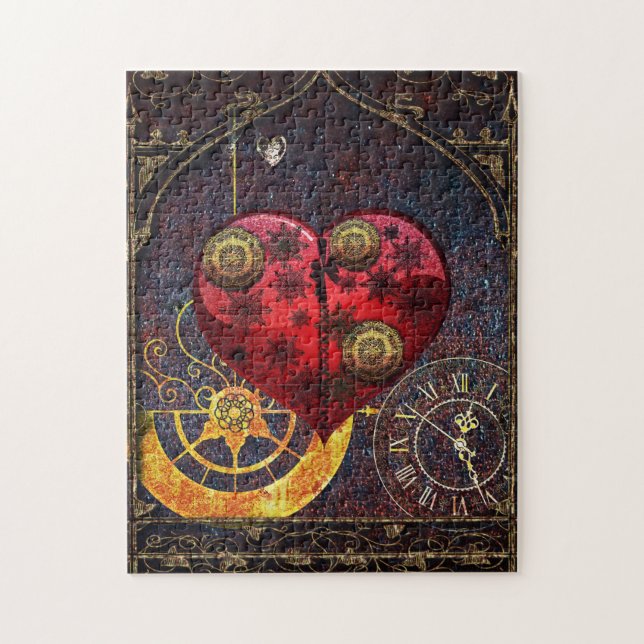 Vintage Steampunk Herz-Tapete Puzzle (Vertikal)