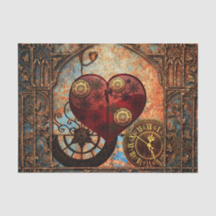 Vintage Steampunk Herz-Tapete Seidenpapier