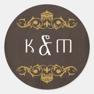 Vintage Steampunk-Hochzeit Runder Aufkleber