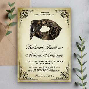 Vintage-Steampunk-Karnevalsmaske Maskenball-Hochze Einladung