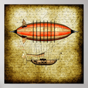 Vintage Steampunk-Luftfahrt Poster