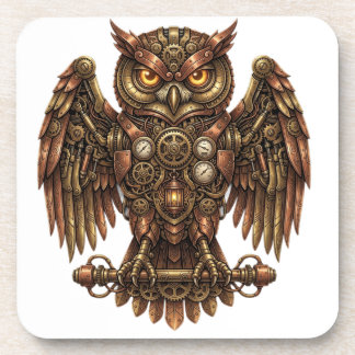 Vintage-Steampunk-Mechanischer-Ule-Glasiert-Hartpl Getränkeuntersetzer