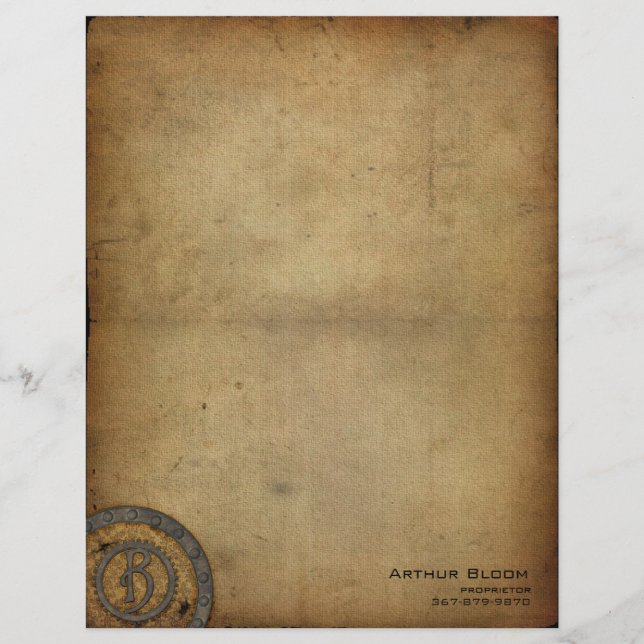 Vintage-Steampunk-Monogramm B Briefbogen (Vorderseite)