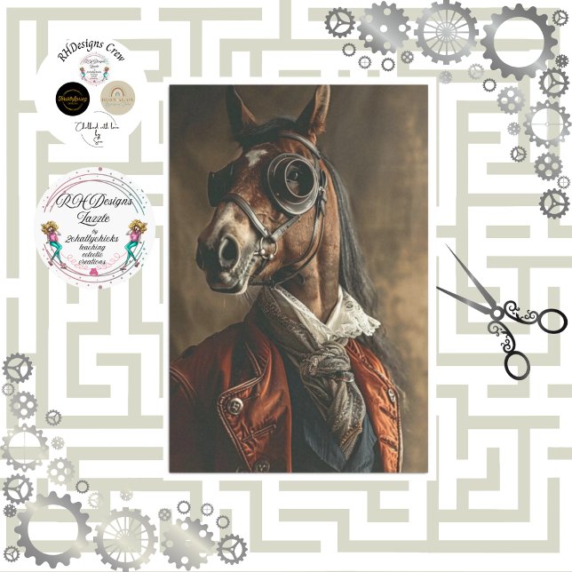 Vintage-Steampunk-Pferd-Decoupage Seidenpapier (Von Creator hochgeladen)