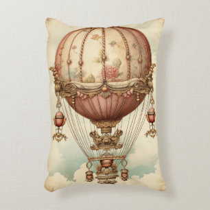 Vintage-Steampunk-Rosa-Heißluftballon Dekokissen