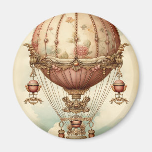 Vintage-Steampunk-Rosa-Heißluftballon Magnet