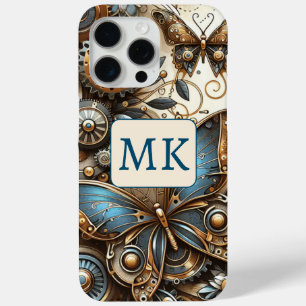 Vintage-Steampunk-Schmetterlinge monogrammiert Case-Mate iPhone Hülle