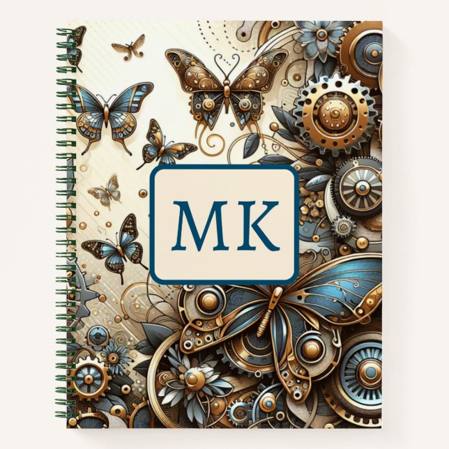 Vintage Steampunk-Schmetterlinge Notizbuch (Vorderseite)