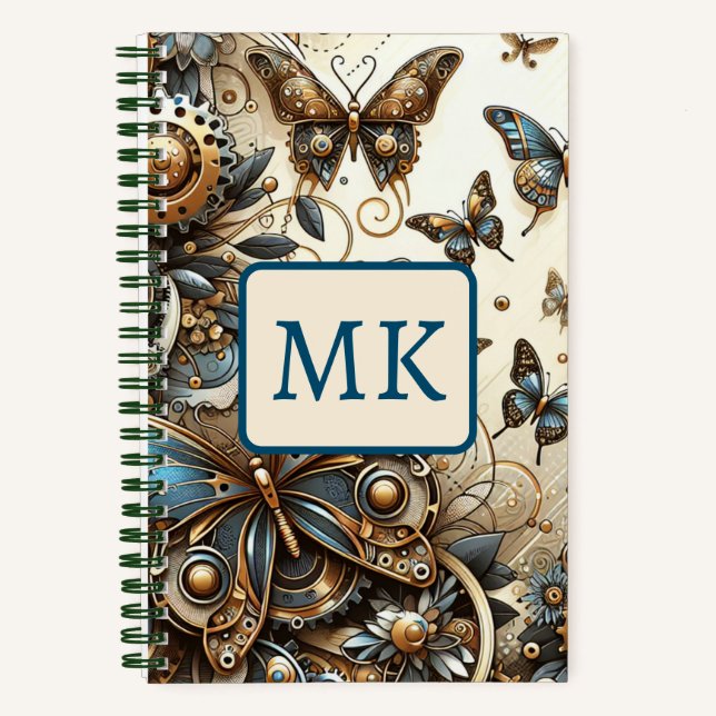 Vintage Steampunk-Schmetterlinge Notizbuch (Vorderseite)