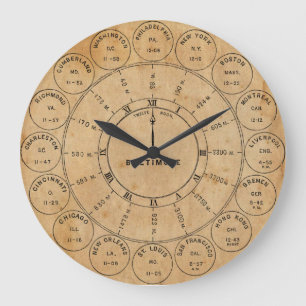 Vintage Steampunk Stadt stempelt Weltwand-Uhr ab Große Wanduhr