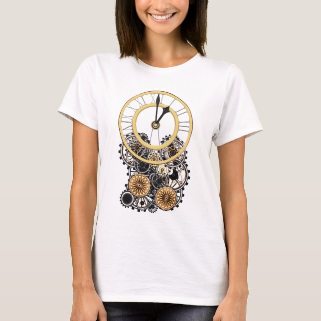 Vintage Steampunk stilvolle elegante Uhr T-Shirt (Vorderseite)