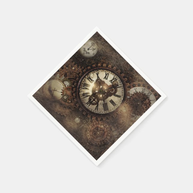 Vintage-Steampunk-Uhren Serviette (Ecke)