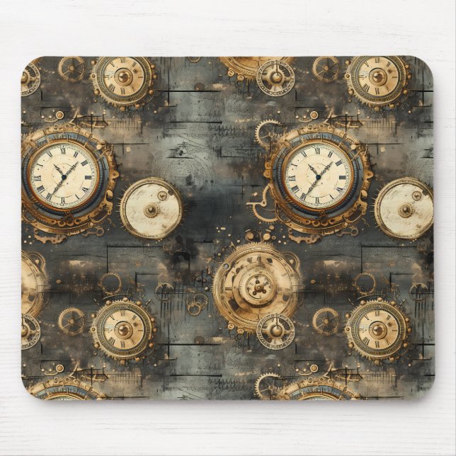 Vintage-Steampunk-Uhrwerkzahnräder Bronze Schwarz Mousepad (Vorne)