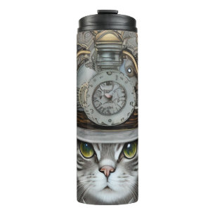Vintage Steampunk viktorianische Katze Thermosbecher