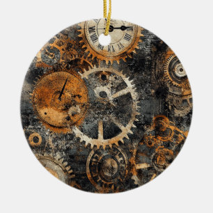 Vintage-Steampunk-Weihnachtsbaumschmuck Keramik Ornament